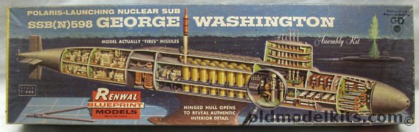 Renwal 1/200 SSB(N)-598 George Washington Polaris-Launching Nuclear Submarine, 651 plastic model kit